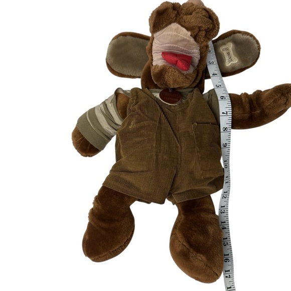 Vtg 80s Ganz Wrinkles the Dog 17" Hand Puppet Plush In Corduroy Overalls Korea - Picture 10 of 11